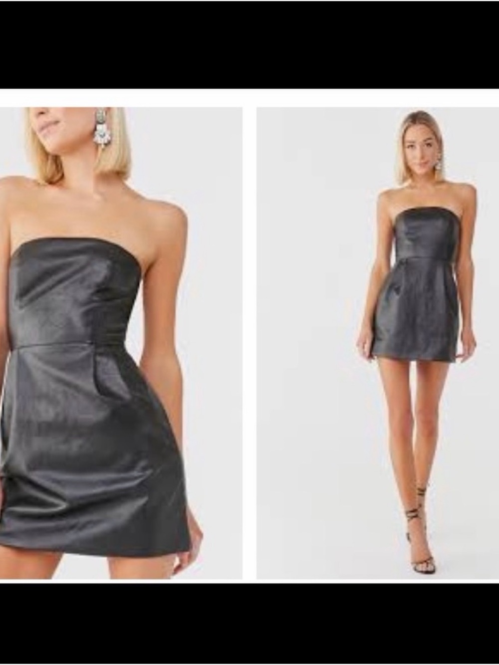 Strapless Black satin Mini Dress